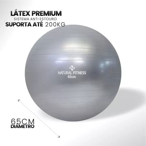 Bola Suíça para Pilates e Ginástica - 65cm - Cinza... - Natural Fitness