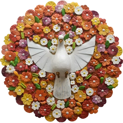 Mandala Divino Espírito Santo com Flores Coloridas... - OFICINA DE AGOSTO