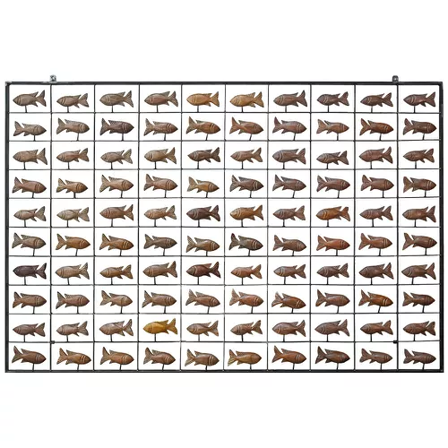 Painel Grade de Peixes com 100 pçs. - Madeira Natu... - OFICINA DE AGOSTO