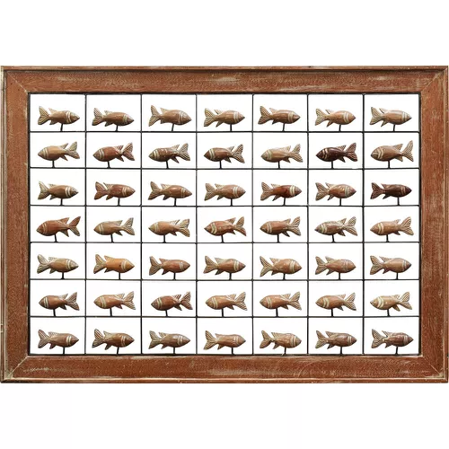 Painel Grade de Peixes com 49 pçs. - Madeira Natur... - OFICINA DE AGOSTO