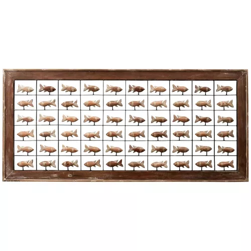 Painel Grade de Peixes com 60 pçs. - Madeira Natur... - OFICINA DE AGOSTO