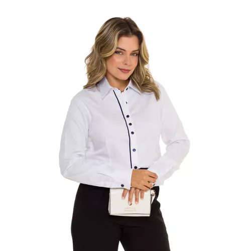 Camisa Branca Feminina Social Manga Longa Margaret
