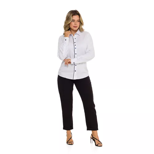 Camisa Branca Feminina Social Manga Longa Margaret