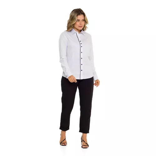 Camisa Branca Feminina Social Manga Longa Margaret