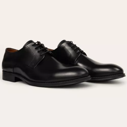 Sapato Social De Amarrar Liso Preto 