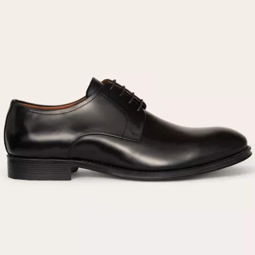 Sapato Social De Amarrar Liso Preto 