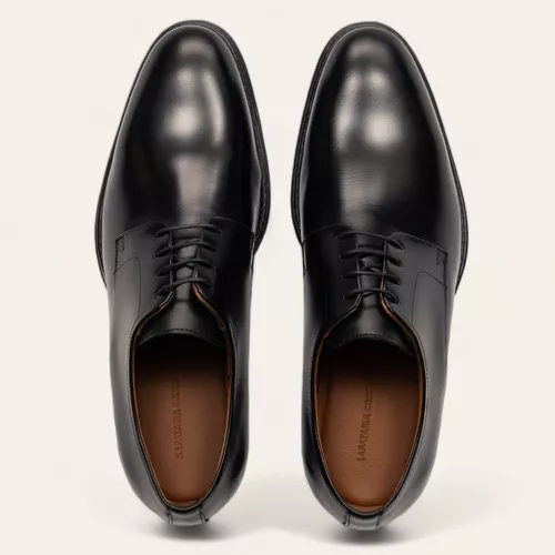 Sapato Social De Amarrar Liso Preto 