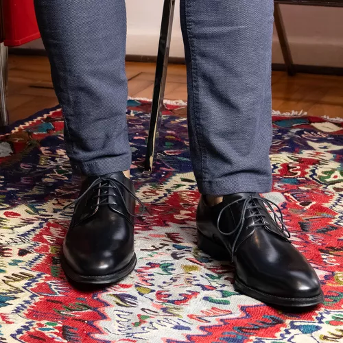 Sapato Social De Amarrar Liso Preto 