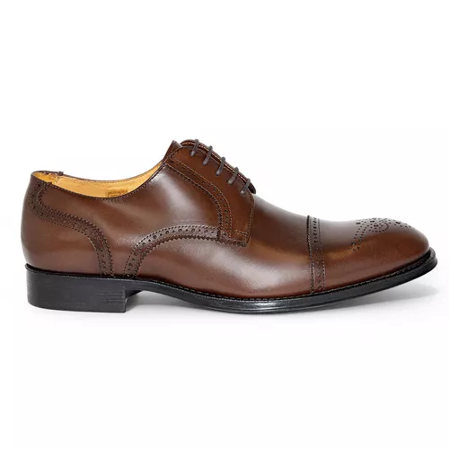 Sapato Social Derby Full Brogue Tostado