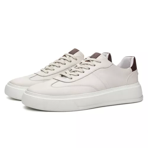 Tênis Casual Hugo em Couro Off White - Coronello