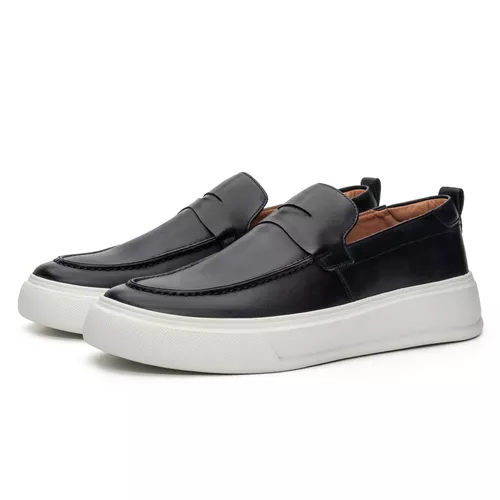 Mocassim Casual Theo em Couro Preto - Coronello