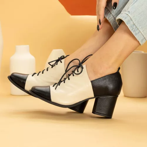 Sapato Boneca CITRINO - Preto e Off White - 400.39