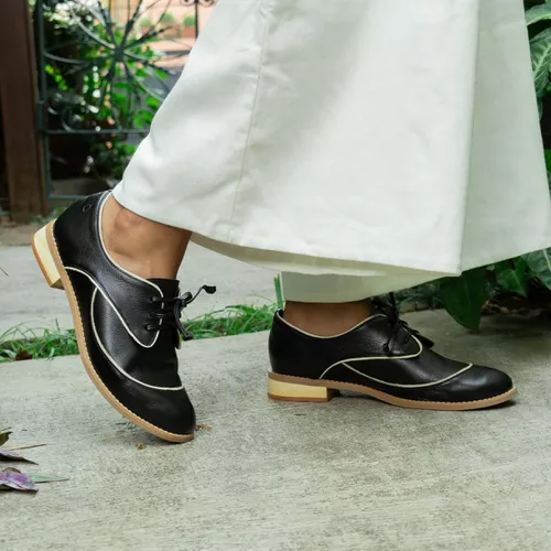 Sapato Oxford - Preto e Off White - HÍSTORIA