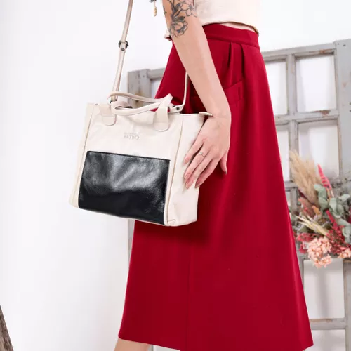 Bolsa RetrÔ - LAJEADO - Off White e Preto