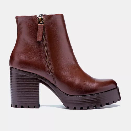 Bota Coturno Paola Plataforma Salto tratorado Choc... - SBSHOES
