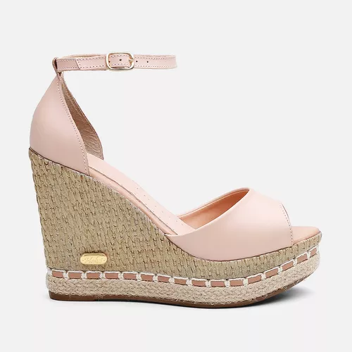 Sandália Anabela Clássica Bella em Couro Legítimo ... - SBSHOES