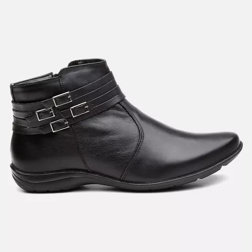 Bota Feminina Flat Chiara Em Couro Preto - 218B-p... - SBSHOES