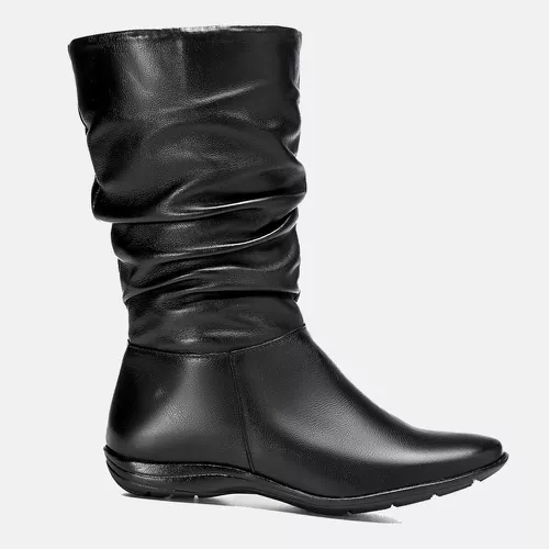 Bota Feminina Cano Médio Enrugado Vittoria em Cour... - SBSHOES