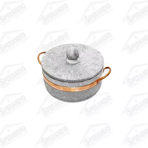 PANELA DE PEDRA COM ALÇA DE COBRE SJ-G