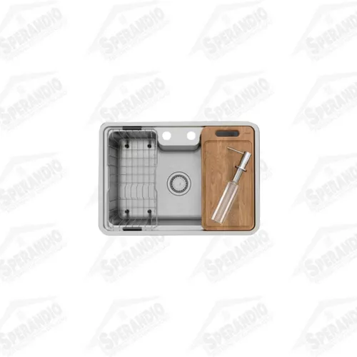 CUBA INOX MASSIMA 64X44X20 EMB/SOB C/VALV.+TABUA+CESTO+DETERG. - DOCOL