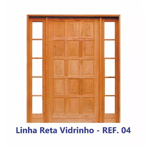 PORTA MADEIRA RETA VIDRO/ALMOFADA EM ANGELIM PEDRA MACIÇO 1,20X2,10MT REF.04