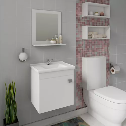 ARMÁRIO DE BANHEIRO IRIS 44CM COM ESPELHEIRA BRANCO MGM