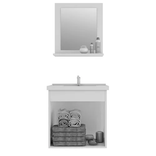 ARMÁRIO DE BANHEIRO IRIS 44CM COM ESPELHEIRA BRANCO MGM