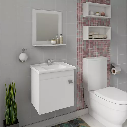 ARMÁRIO DE BANHEIRO IRIS 44CM COM ESPELHEIRA BRANCO MGM