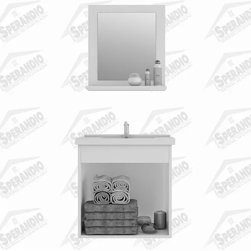 ARMÁRIO DE BANHEIRO IRIS 44CM COM ESPELHEIRA BRANCO MGM