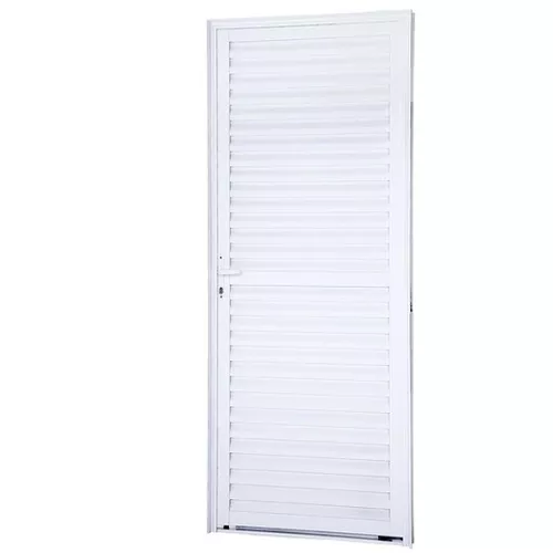 PORTA DE ALUMÍNIO BRANCA VENEZIANA DIREITA 0,70X2,10M MUGITEC