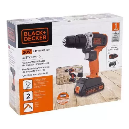 PARAFUSADEIRA BLACK & DECKER 20V VVR COM MALETA COM 1 BATERIA BCD704C1-BR