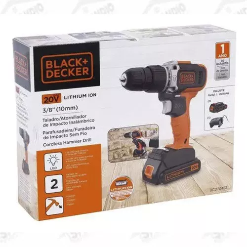 PARAFUSADEIRA BLACK & DECKER 20V VVR COM MALETA COM 1 BATERIA BCD704C1-BR