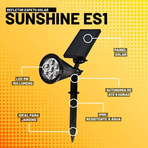 ESPETO JARDIM SOLAR SUNSHINE ES1 3W LED 6500K