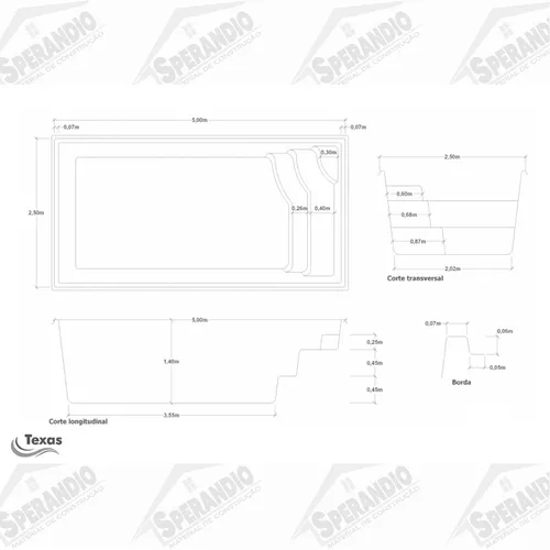 PISCINA DE FIBRA TEXAS 5,00X2,50X1,40 UP