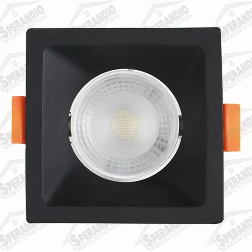 SPOT PRETO RECUADO DE EMBUTIR QUADRADO 74MM 3W LED 6500K BLUMENAU