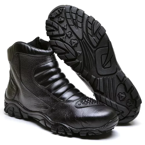 Bota Tênis Coturno Adventure Motociclista Cano Cur... - Top Franca Shoes | Calçados Confortáveis em Couro