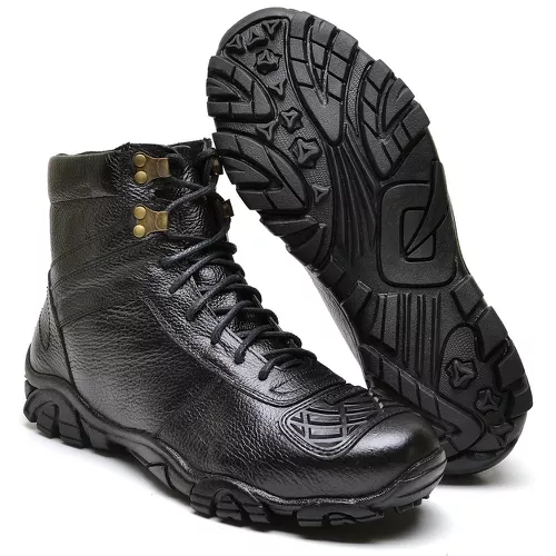 Bota Tênis Coturno Adventure Motociclista Cano Cur... - Top Franca Shoes | Calçados Confortáveis em Couro