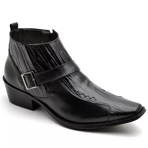 Bota Botina Social Country Reta Oposta Preto - Top Franca Shoes | Calçados Confortáveis em Couro