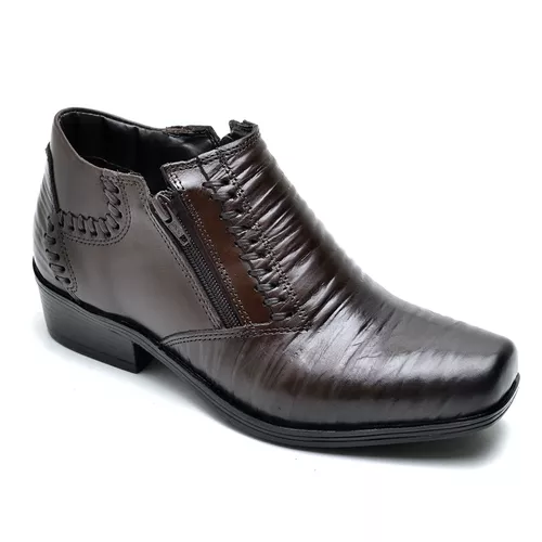 Bota Botina Social Country Reta Oposta Cafe - Top Franca Shoes | Calçados Confortáveis em Couro