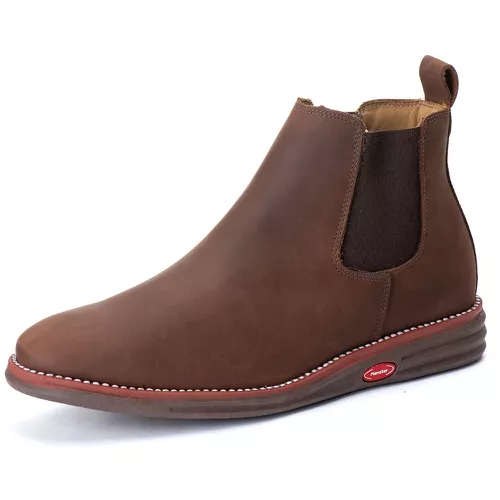 Bota Botina Chelsea Couro Sola Borracha Palmilha A... - Top Franca Shoes | Calçados Confortáveis em Couro