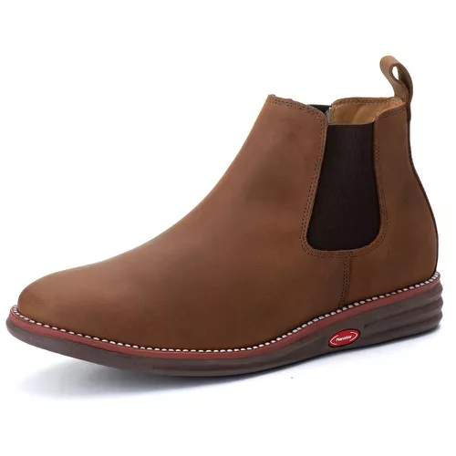 Bota Botina Chelsea Couro Sola Borracha Palmilha A... - Top Franca Shoes | Calçados Confortáveis em Couro