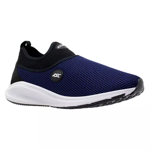 Tênis Ascension Calce Fácil Marinho e Preto - Top Franca Shoes | Calçados Confortáveis em Couro