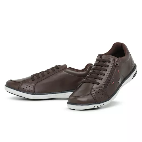 Tênis Sapatenis Masculino Casual Ziper Lateral Caf... - Top Franca Shoes | Calçados Confortáveis em Couro