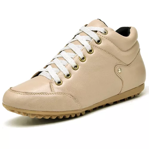 Bota Botinha Casual Top Franca Shoes Nude - Top Franca Shoes | Calçados Confortáveis em Couro