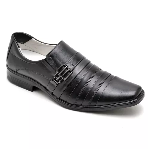 Sapato Social Masculino Conforto Anatomico Preto - Top Franca Shoes | Calçados Confortáveis em Couro