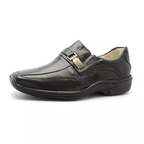 Sapato Social de Conforto Masculino Anatomico Pret - Top Franca Shoes | Calçados Confortáveis em Couro