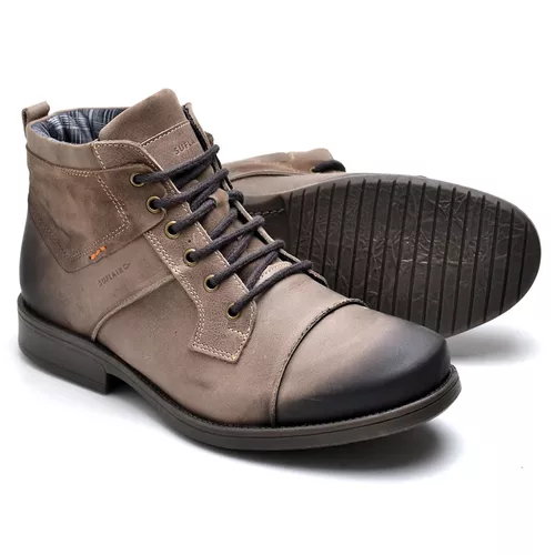 Bota Masculina em Couro Brown - Top Franca Shoes | Calçados Confortáveis em Couro
