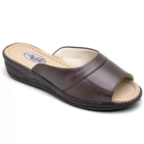 Sandália Tamanco Conforto Anatomico Ortopédica Caf... - Top Franca Shoes | Calçados Confortáveis em Couro