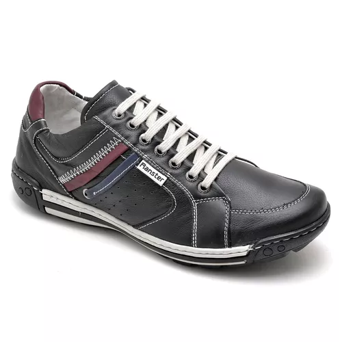 Sapatênis Casual Masculino Preto - Top Franca Shoes | Calçados Confortáveis em Couro