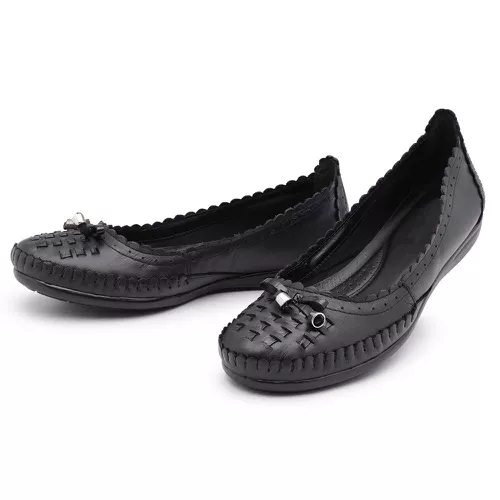 Sapatilha Feminina Top Franca Shoes Conforto Preto - Top Franca Shoes | Calçados Confortáveis em Couro